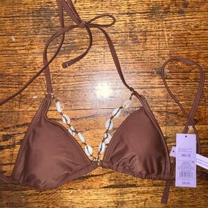 New with Tags Brown Bikini Top with Shell Details